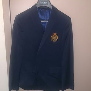 Boys Ralph Lauren blazer in navy blue. Worn only 1 time & is in mint condition.
